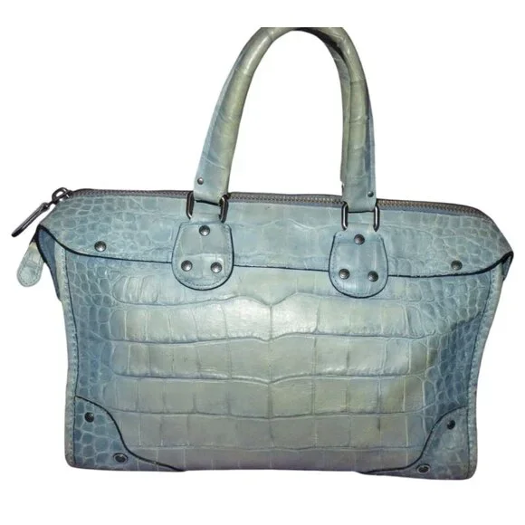 SOLD Coach Rhyder Limited Edition rare dusty blue Croc Embossed Denim Leather - Picture 2 of 16